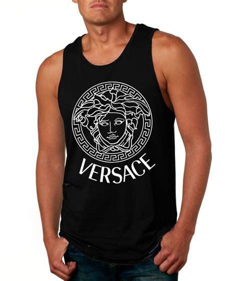 versace tank top men's|versace logo stretch tank top.